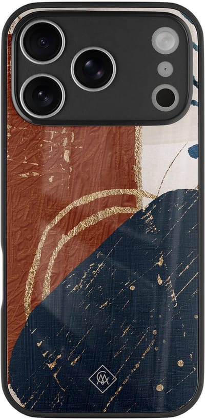 Casimoda® hoesje - Geschikt voor iPhone 17 Pro Max - Abstract Terracotta - Luxe Hard Case Zwart - Backcover telefoonhoesje - Multi