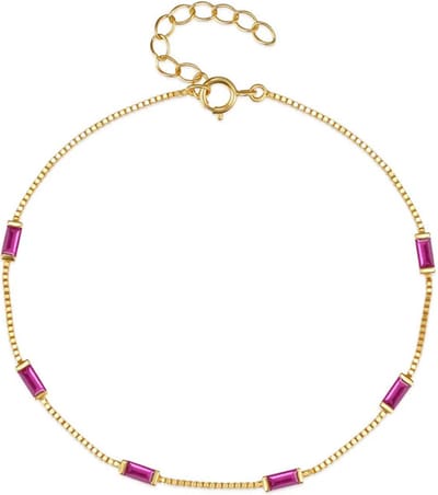 Elenza Goudkleurige Armband met Paarse Stenen in 925 Sterling Zilver