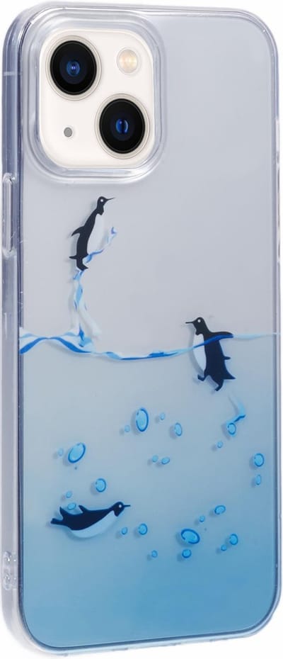 Peachy Pinguin Ocean TPU hoesje geschikt voor iPhone 13 - doorzichtig