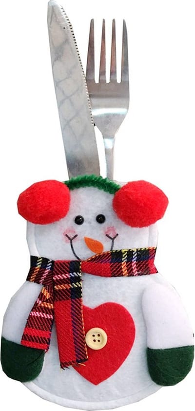 Gadgetpoint - Bestekhouder - Kerst - Kerstman - Kerstboom - Kerst - Kerstmis - Christmas - Xmas - 2 stuks - Sneeuwpop Hartje