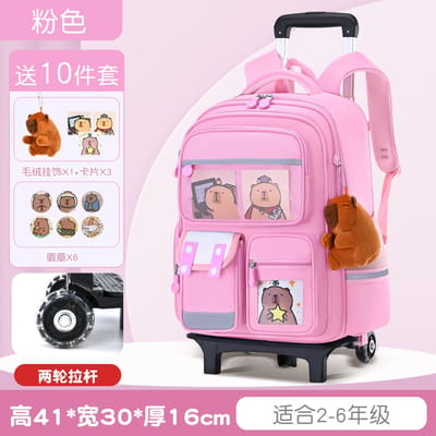 Capybara Rolrugzak Kinderen Schooltas met Wielen Meisjes Jongens Trolley Schooltas Rollende Rugzakken met Wielen