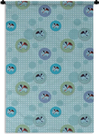 Wandkleed - Wanddoek - Olifant - Stippen - Design - 120x180 cm - Wandtapijt