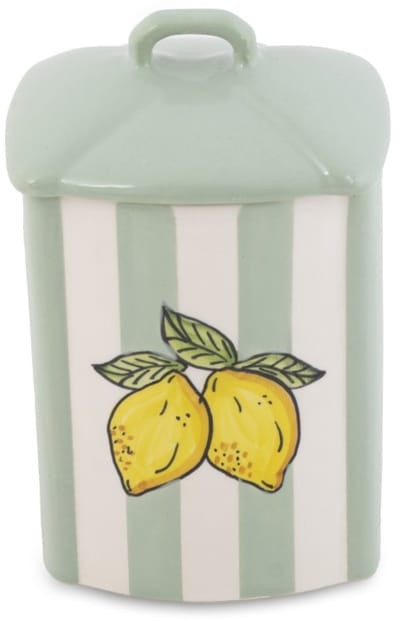 Voorraadpot Fruity Citron groen wit handgemaakt 18 x 11 cm | VP.CI.00 | Dishes & Deco