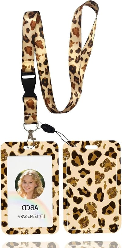 Verstelbare Naamplaat Clip voor ID Kaarten, Leopard Print, Badge Houder, Ideaal voor Kantoor, Verpleegkundigen en Studenten