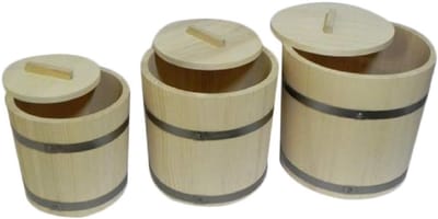 Set van 3 houten emmers voor fermenteren - 5, 10 en 15 liter voor groentebewaring