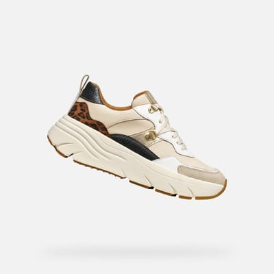 GEOX DIAMANTA DAMES Sneakers - BEIGE/BRUIN - Maat 37