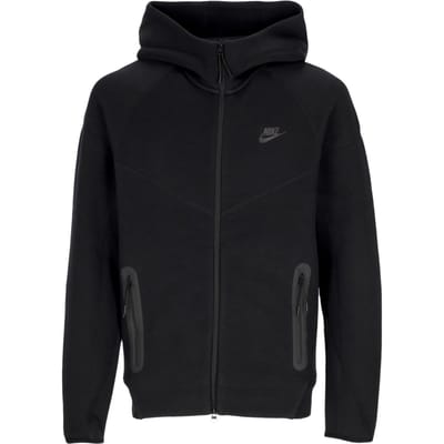 Lichtgewicht herensweatshirt met capuchon en rits Tech Fleece Windrunner-hoodie met volledige ritssluiting Zwart/zwart