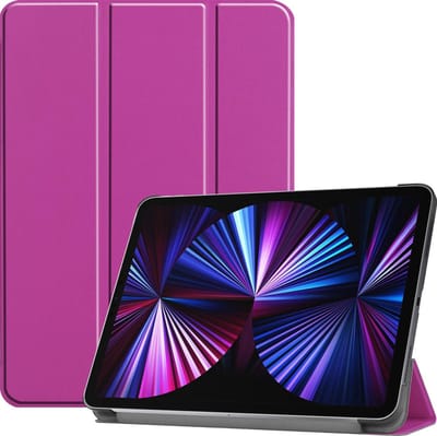 Hoesje - Geschikt voor Apple iPad Pro (2021) - 11 inch - 3e generatie - Dun & Stevig - Hardcover Book Case - Trifold Bookcase Hoes - Hard Cover - Tablethoes - Paars
