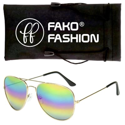 Fako Fashion - Piloten Zonnebril - Pilotenbril - Piloot Zonnebril - Heren Zonnebril - Dames Zonnebril - Goud - Regenboog