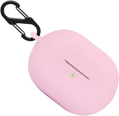 Schokbestendige Siliconen Hoes voor Draadloze Oordopjes, 360° Bescherming, Inclusief Carabiner Haak, Roze