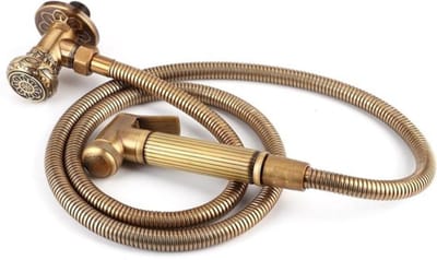 Thuys - Handheld bidet wc sproeier set met vintage messing, babydoek luier sproeikop beugel en slang kit