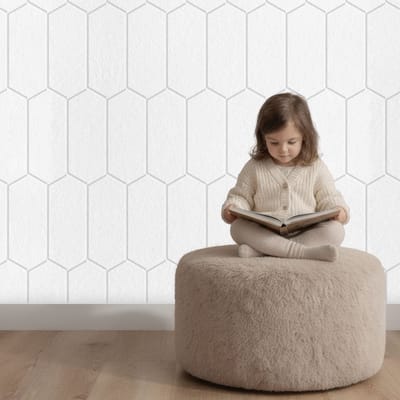 Wandpaneel vilt, hexagon, wit - 2950 x 1200 mm | 9mm dik | Verbetert de akoestiek | Eenvoudige montage | Wanddecoratie