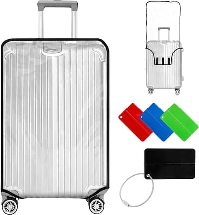 Transparante Koffercase 61 cm met Zwarte Rand, Beschermhoes voor Koffers, Duurzaam en Waterdicht, Ideaal voor Reizen