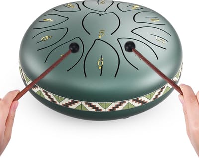 Stalen Tongtrommel - Regendrum Handpan - Muziek Maken Ontspannen - 11 Noten D Toon - 15 cm - Groen
