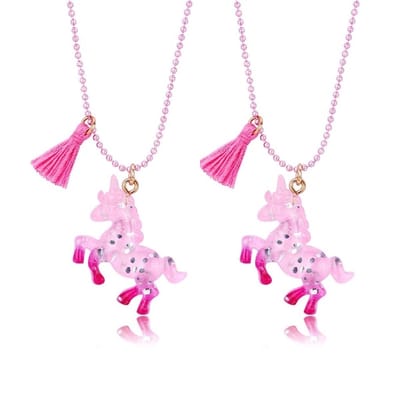 Bixorp Friends BFF Ketting voor 2 met Eenhoorns Roze met Glitters & Kwast - BFF Cadeau