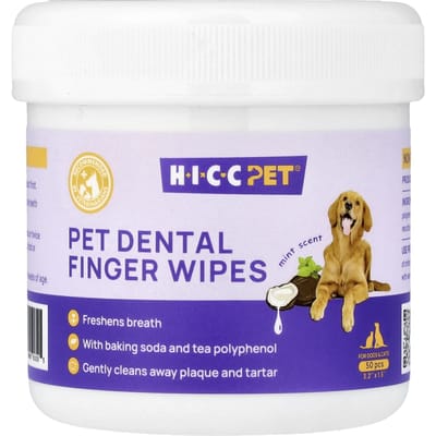 Mouchoirs en papier dentaire pour chiens et chats HICC Pet, menthe, paquet de 50 white
