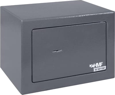 HMF Kluis Brandwerend voor Geld - Kluis Brandwerend met Sleutel – Geldkluis – Kluis met Sleutel - Kluis Brandwerend en Inbraakwerend – Prive Kluis – Dubbele Boutvergrendeling – 23x17x17cm - Grijs