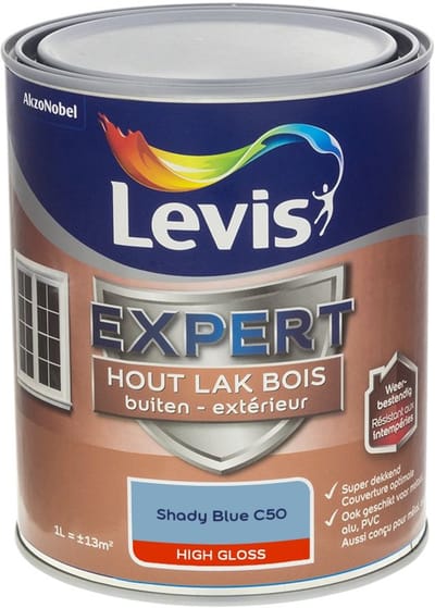 Levis - Expert Hout Lak Buiten High Gloss Mix - Shady Blue C50 - Mengverf - 1 L
