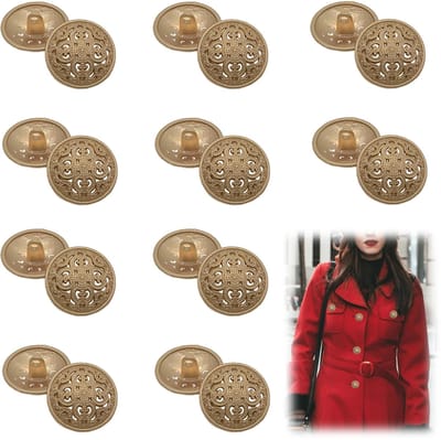 JHUBERS- Blazer Knoppen 20 Stuks - Metalen Ronde Bloemvorm - Vintage Antiek - Corrosiebestendig - Duurzaam - Hoge Glans - Kledingknopen