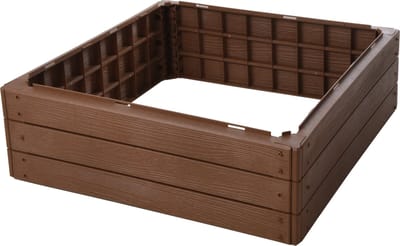 In & Out Deco Tuinborder - Borderbak - 76x76x25 cm - Plantenbak zonder bodem - Kunststof Bruin - Bloembak