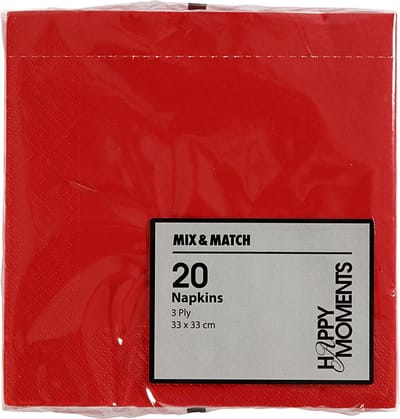 Servetten, afm 33x33 cm, rood, 20 stuk/ 1 doos