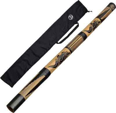 Bamboe Didgeridoo - Beginnersinstrument - Muziek Maken - Handgesneden Decoratie - 119cm Lengte - Zwart