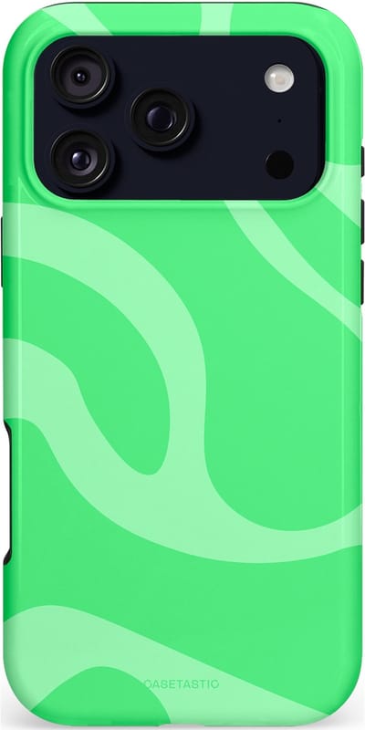 Casetastic hoesje geschikt voor Apple iPhone 17 Pro Max - MagSafe - Dubbellaagse bescherming - Limoen Groene Vloeiende Golven - Fashion Case - Groen