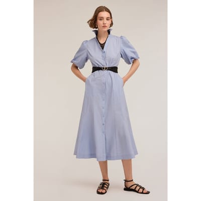 Motivi Poplin Chemisier Dress Light Blue Size: 34 | Shirt Dresses Outlet | Dames | Blauw