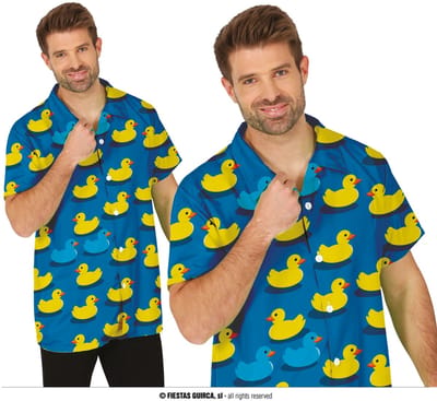 Guirca - Rubber Duck Race Shirt Man - Blauw, Geel - Maat 48-50 - Festivals - Verkleedkleding