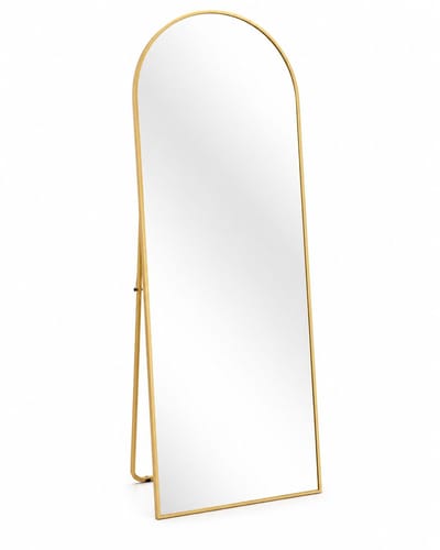 ITRONIQ Staande Spiegel - Boogspiegel 164x54 CM - Passpiegel Volledig - Met Gouden Rand - Vloerspiegel Slaapkamer - Goud