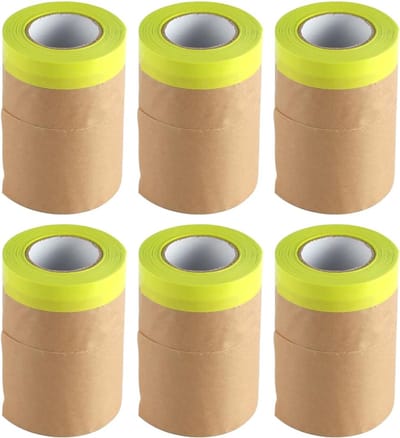 Afplakpapier Met Strips - Beschermend Papier - Spuitwerk Beschermen - Zelfklevende Strips - 15cm x 15m - Lichtbruin