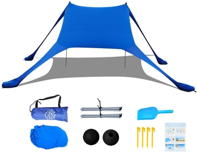 Dailygoods- Strandtent Pop-up 2 x 2,1 m - UV Bescherming UPF 50+ - Anti-wind - Draagbaar - Ideaal voor Strand/Camping - Inclusief Stabiliteitsstangen - Zonluifel