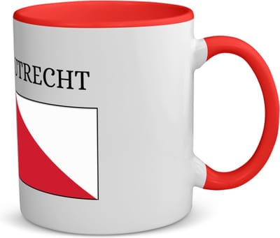 Akyol - utrecht koffiemok - theemok - rood - Utrecht - toeristen - stad - vlag - geschenk - cadeau - kado - 350 ML inhoud