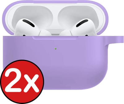 Hoesje - 2 Stuks - Geschikt voor Apple AirPods Pro 2 - Siliconen Hoes met Clip - Silicone Case Cover - Lila