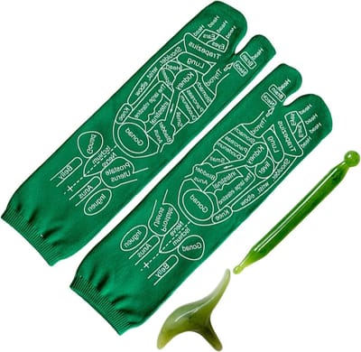 Voetmassage Sokken - Kerst Sokken Set - Voet Ontspanning - Inclusief 3 Hulpmiddelen - 1 Paar - Rood Groen