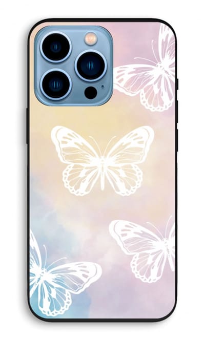 Case Company® - Hoesje geschikt voor iPhone 13 Pro hoesje - White butterfly - Biologisch Afbreekbaar Telefoonhoesje - Bescherming alle Kanten en Schermrand