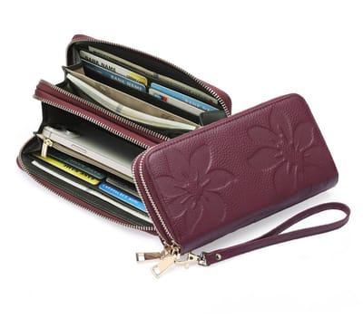 Portemonnee - 19*10*4 cm - Portemonnee met dubbele rits - RFID-portemonnee met grote capaciteit - Kaarthouder - Clutch - Bedrukte clutch - Damesportemonnee - met telefoonvak en kaartsleuven - met polsbandje - Kaarthouder voor op reis