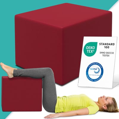 ELONEO Orthopedische Kubus - Beenverhoger en Zitkubus voor Stretching en Ontspanning, Rug-, Wervelkolom- en Houdingsondersteuning, Wasbare Hoes, 40x50x50 cm