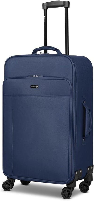 Reis koffer - Zachte koffer Trolley - Lange reizen - 4x 360 graden dubbele wielen - 41x26x70 cm - Donkerblauw