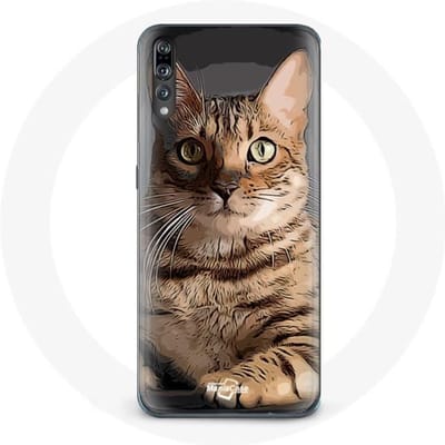 Coque - MANIACASE - Huawei P20 - Souple - Noir - Bengal Race de Chats