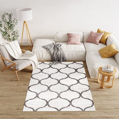 Tapiso Modena Vloerkleed Hoogpolig Fluffy Shaggy Trellis Tapijt Maat- 160x220