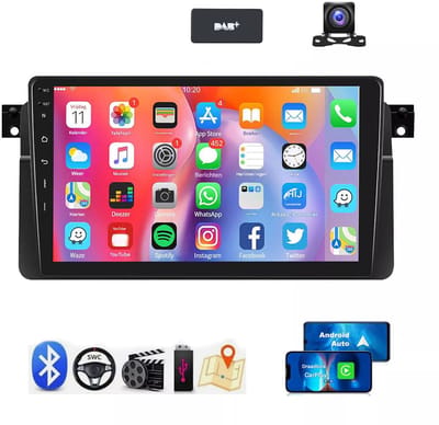 ESSGOO Carplay Autoradio radiogeschikt voor BMW 3 Serie E46 en Rover 75 MG ZT - 1998 t/m 2006 - 2GB + 32GB - Autoradio met navigatie - radio scherm - Android 15 - radio scherm - Bluetooth WIFI RDS FM - Achteruitrijcamera - DAB+
