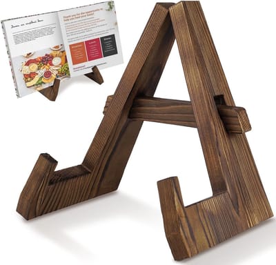 Receptenrek - vintage displayrek - boekenplank - cd-rek - geschikt voor keuken, woonkamer of kantoor, stevig en duurzaam, biedt opbergruimte voor recepten.