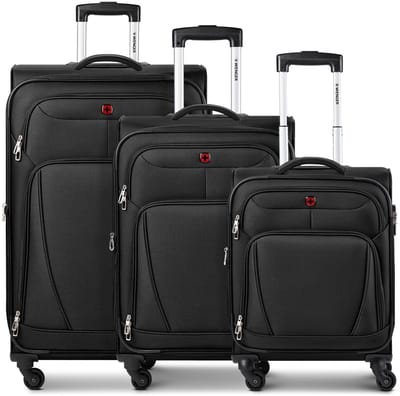 Wenger Beaumont 4 wielen Kofferset 3-delig met uitbreidingsplooi - Zachte bagage - Combinatieslot - black