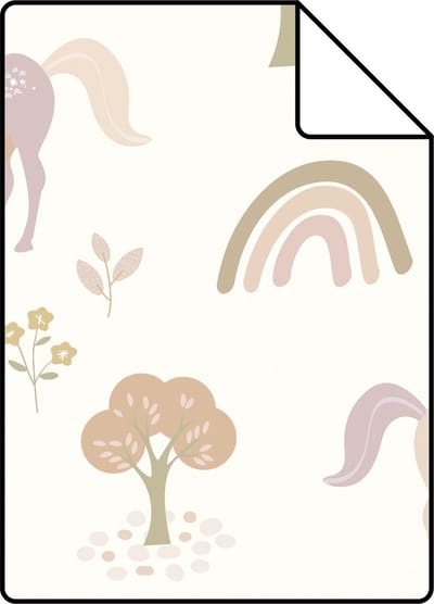 Proefstaal ESTAhome behang unicorns beige en zacht roze - 26.5 x 21 cm - 139503-S
