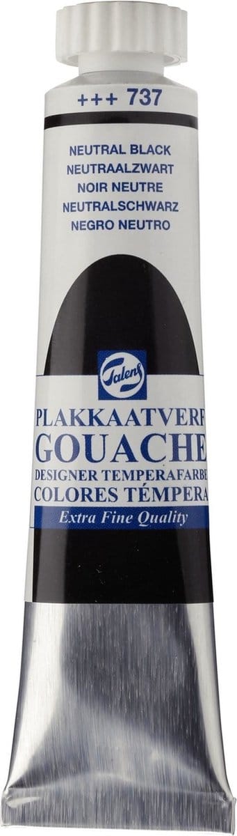 Plakkaatverf - 737 Neutraal zwart- Gouache extra fine - Talens - 20 ml
