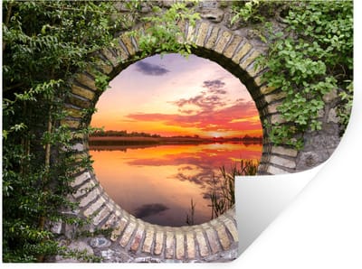 Muurstickers - Sticker Folie - Zee - Zonsondergang - Doorkijk - 40x30 cm - Plakfolie - Muurstickers Kinderkamer - Zelfklevend Behang - Zelfklevend behangpapier - Stickerfolie