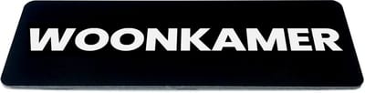 Deurbordje met tekst woonkamer - Zwart/wit - Formaat 150 x 50 mm x 1,6mm - incl. plakstrip