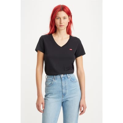 Levi's Perfect V-neck Tee Black Size: S | T-Shirts Outlet | Dames | Zwart