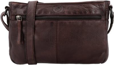 Hide & Stitches Paint Rock Crossbody Schoudertas - 100% Leder - Leren Dames Tas - Donkerbruin